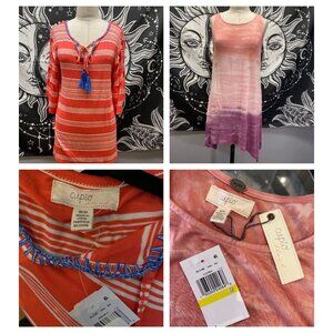 2 NWT Cupio tops striped top with tassels & sleeveless tank MED